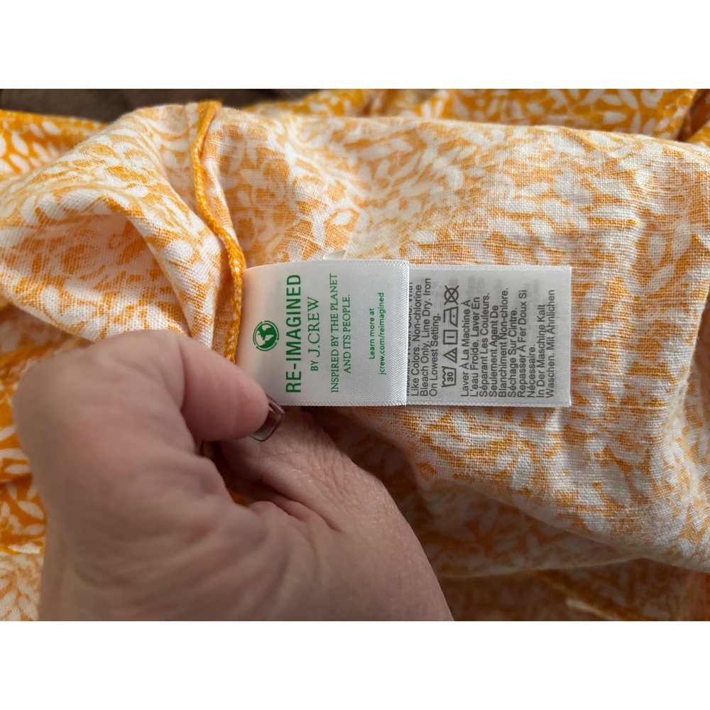 J.Crew Yellow Floral Ruffle Sleeve Tiered Linen Blend Mini Dress Size 2 Preppy - Picture 8 of 8